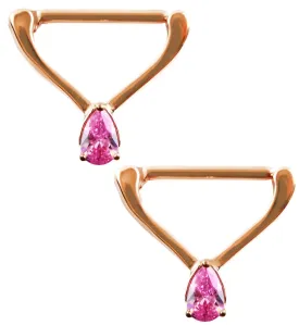 14G Rose Gold PVD Lucid CZ Nipple Clicker