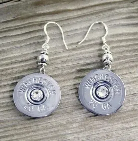 20 Gauge Shotgun Nickel Dangle Earrings