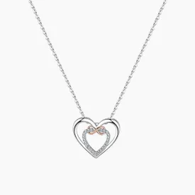 925 Sterling Silver New Double Heart-Shaped Necklace