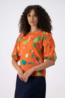 Astra Blouse Orange in Seersucker