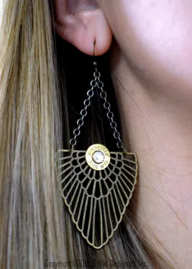 Bohemian Bullet Earrings, Bronze Boho, Antique Brass Wing