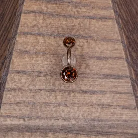 Brown Swarovski Crystal Navel in a Bezel Setting  (4mm/6mm)