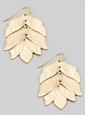 Brushed Metal Leaf Drop Earring