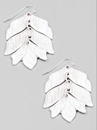 Brushed Metal Leaf Drop Earring