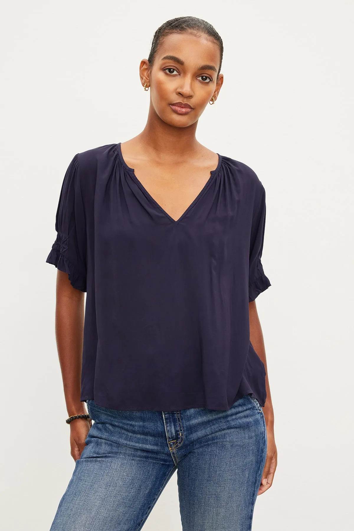 CALISSA SPLIT NECK BLOUSE