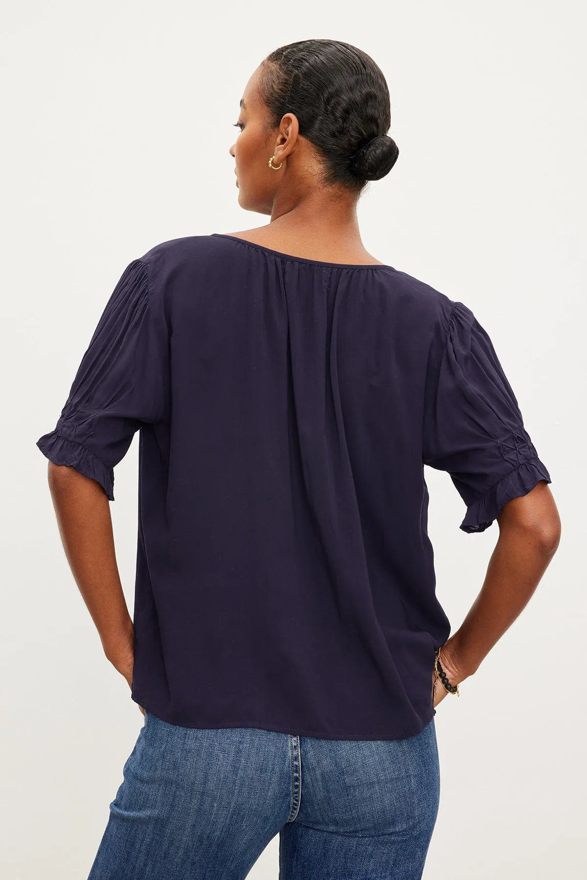 CALISSA SPLIT NECK BLOUSE