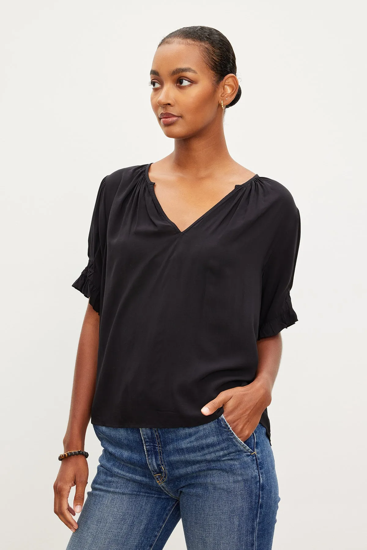 CALISSA SPLIT NECK BLOUSE