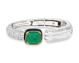 David Webb Emerald, Diamond & Rock Crystal Bracelet