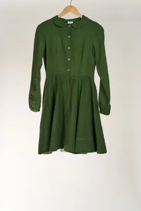 Emerald Green Mini Classic Dress, Long Sleeve