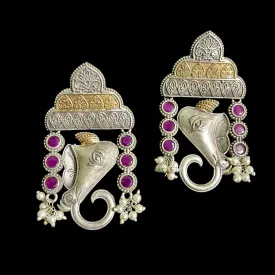 Ganesha Dual Tone Oxidized German Silver Earring