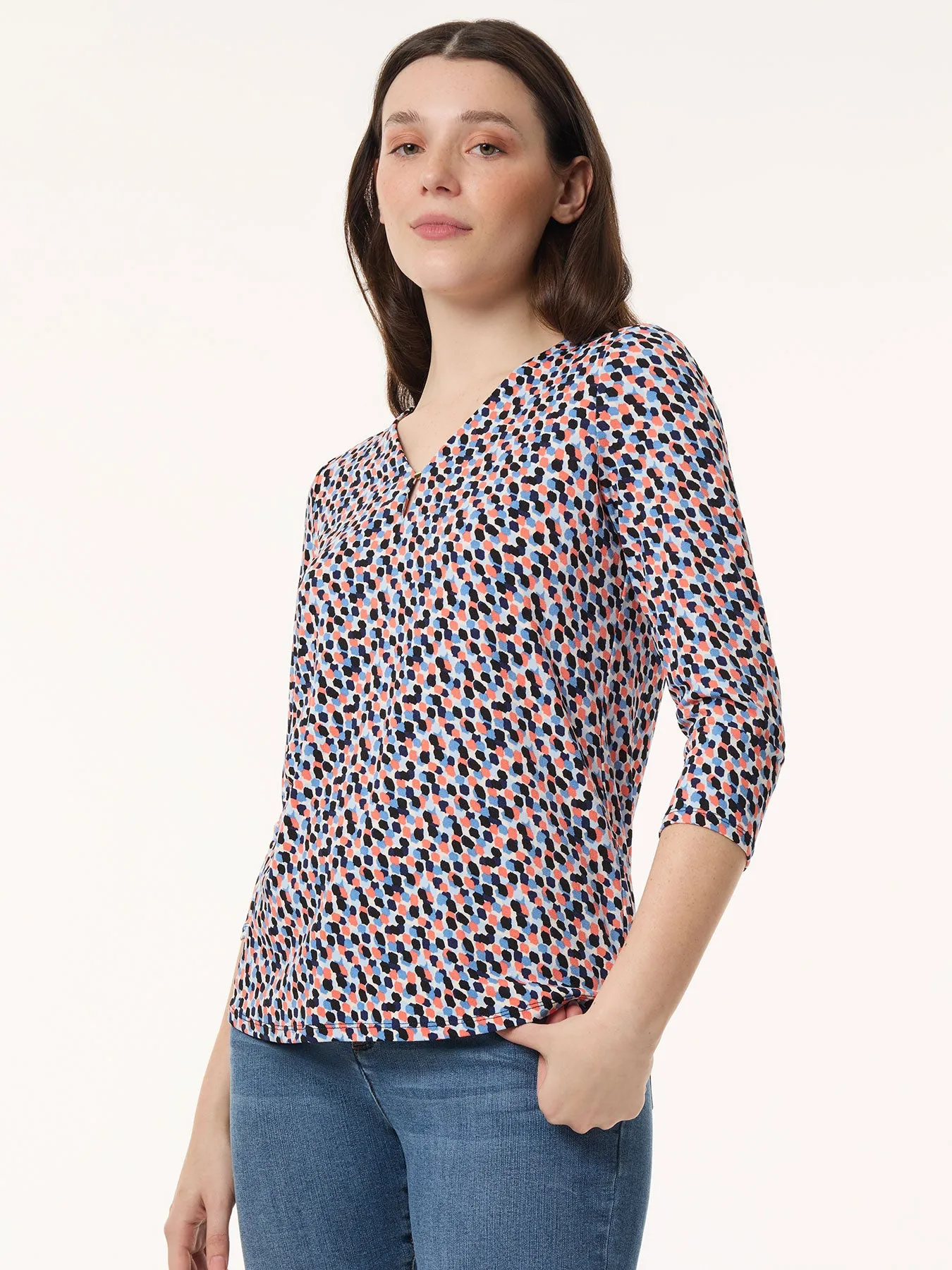 Keyhole Neckline Top, Moss Crepe