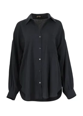 Le Bon Luminary Shirt Black Wash in Linen Blend