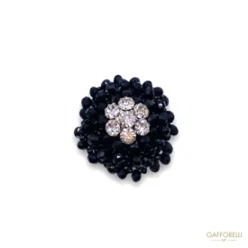 Metal Button Covered with Jais Bead and Swarovski Stones A499 - Gafforelli Srl