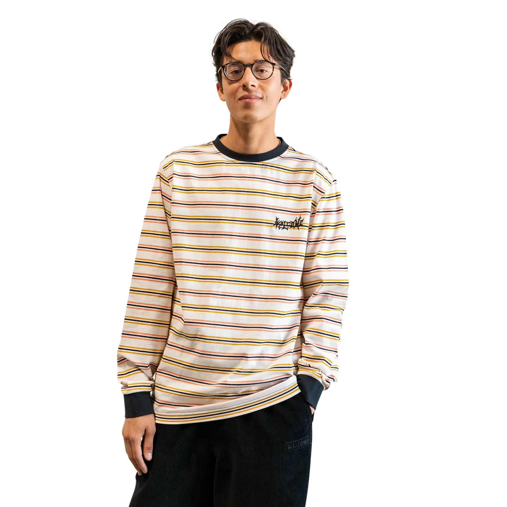 Palmer Stripe Yarn-Dyed Long Sleeve Knit - Bone