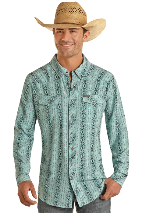 Panhandle Slim® Men's Serapeaztec Print Woven Long Sleeve Snap Front Western Shirt