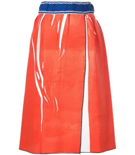 Red Wrap Straight Skirt