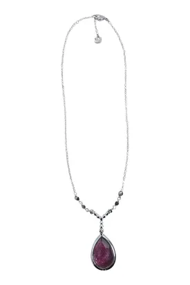 SWAROVSKI Purple Crystal Pendant White Rhodium Plated Necklace (8")