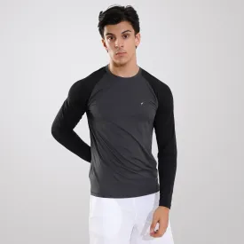 Tf-Charcoal & Black Premium Mesh Raglan Full Sleeve Tee