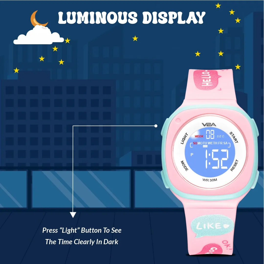 V2A Digital Watch for Girls – Kids Between 4 to 14 Years of Age Multi-Functional 30 M Waterproof Digital Sports Watches for Girls | Digital Watch for Girls age 4 5 6 7 8 9