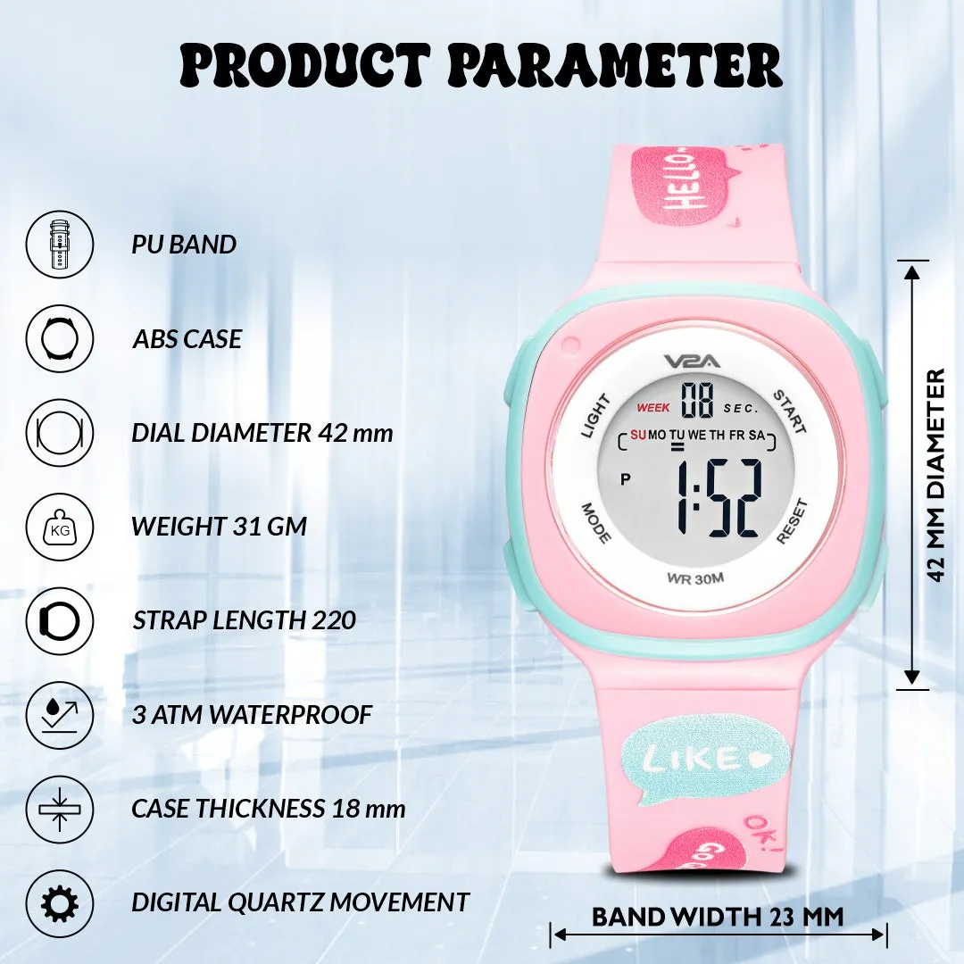 V2A Digital Watch for Girls – Kids Between 4 to 14 Years of Age Multi-Functional 30 M Waterproof Digital Sports Watches for Girls | Digital Watch for Girls age 4 5 6 7 8 9