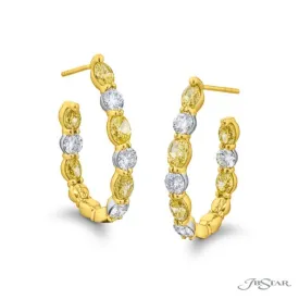 Yellow & White Diamond Hoop Earrings